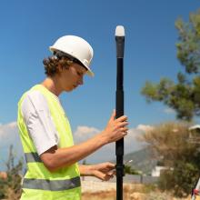 Emlid survey pole for EMLID Reach receivers, with foldable control device holder