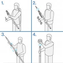 GNSS-Pole for EMLID Reach RS+ / RS2 / RS2+ / RS3 / RS4 / RS4 Pro / RX / RX2 with foldable control device holder